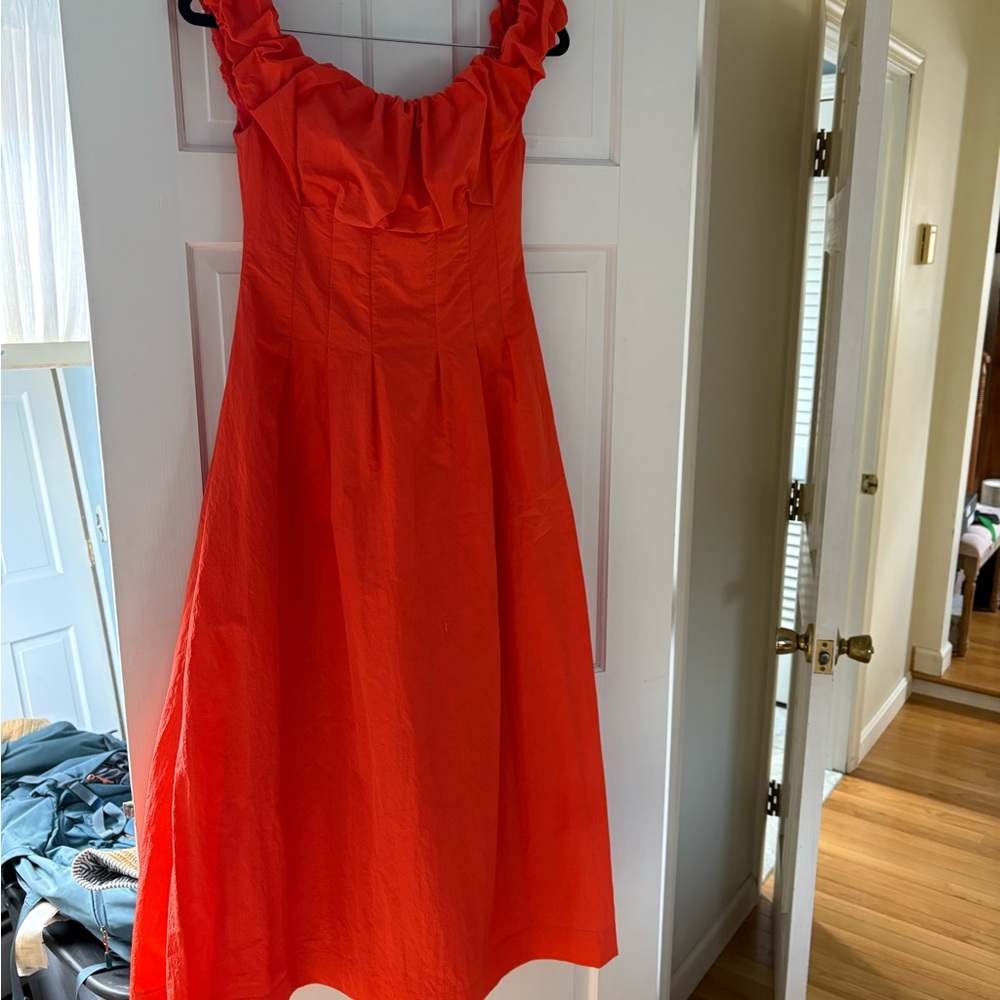 Lela Rose Orange Midi Dress